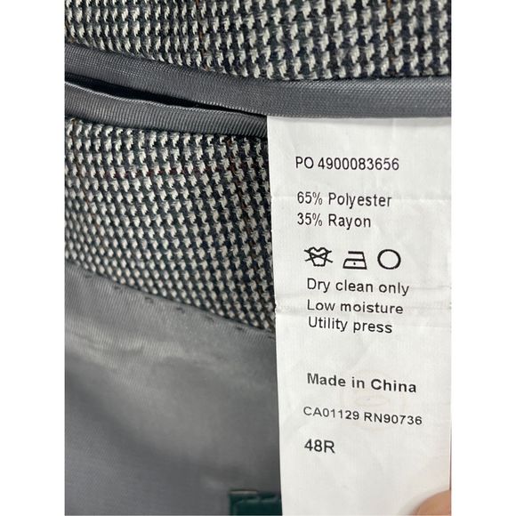 Lauren Ralph Lauren Blazer‎ Suit Jacket Men's 48 Black White Houndstooth - Picture 9 of 10